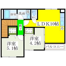 大島 徒歩5分 2階の物件間取画像